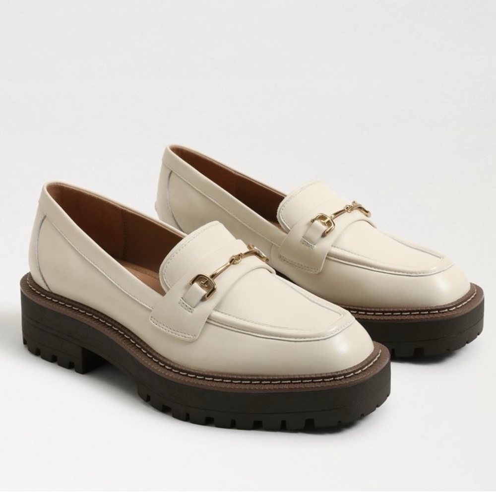Sam Edelman Laurs Platform Lug Sole loafers Cream / Gold hardware Size 11
